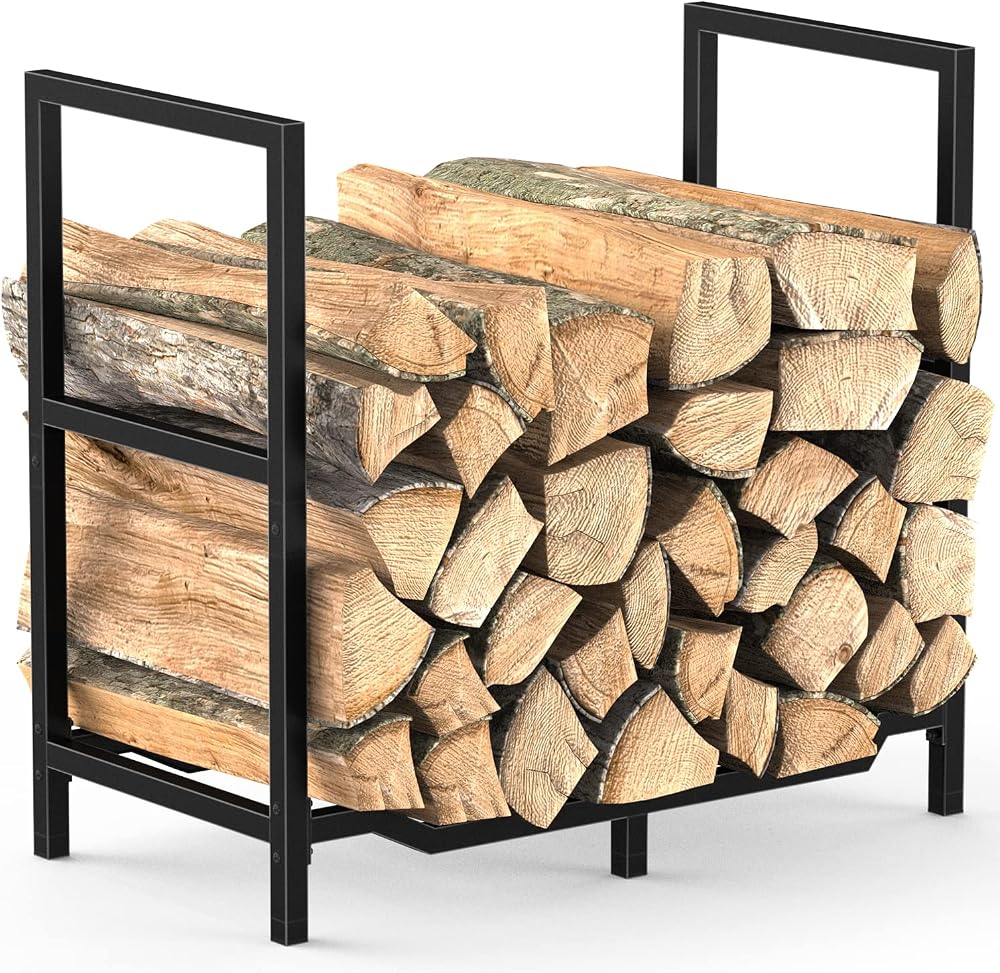 Mutool Metal Firewood Rack 65x33x60cm Log Holder for Indoor Outdoor Use