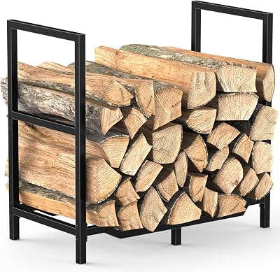 Mutool Metal Firewood Rack 65x33x60cm Log Holder for Indoor Outdoor Use
