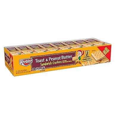 Keebler Toast and Peanut Butter Sandwich Crackers, Value Pack, Single Serve, 1.38 oz Packages&nbsp;(27 Count)