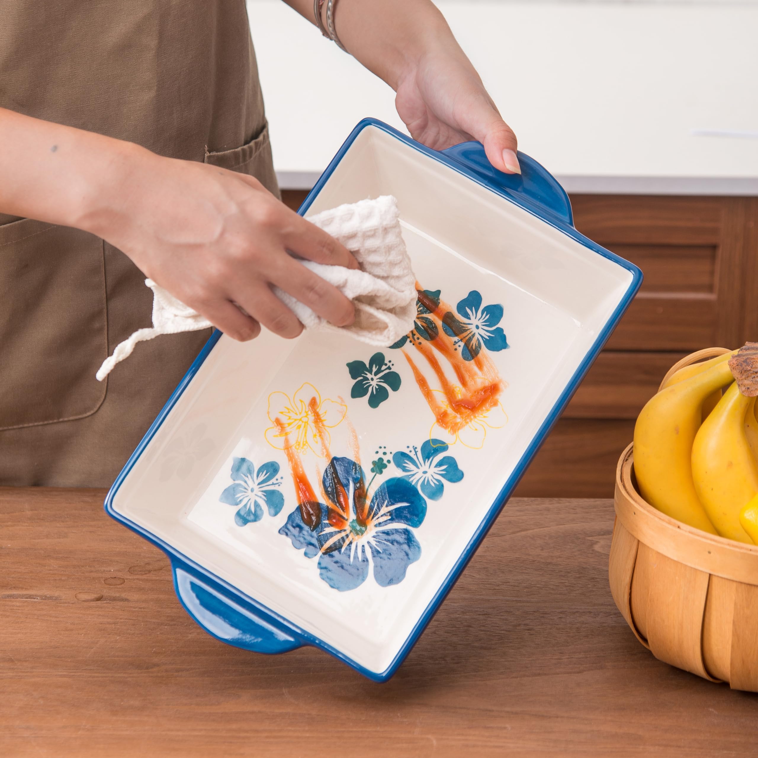 SAGOSKAT Baking Dishes Ceramic Casserole Dish 13x9inch Baking Dish Bakeware Set Nonstick 3pcs Lassagne Pan Stackable for Kitchen