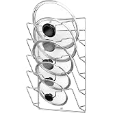 Simple Houseware Wall Door Mounted Pot Lid Rack Organizer, Chrome Finish | 9.5" W x 4.5" D x 17.2" H Shelf