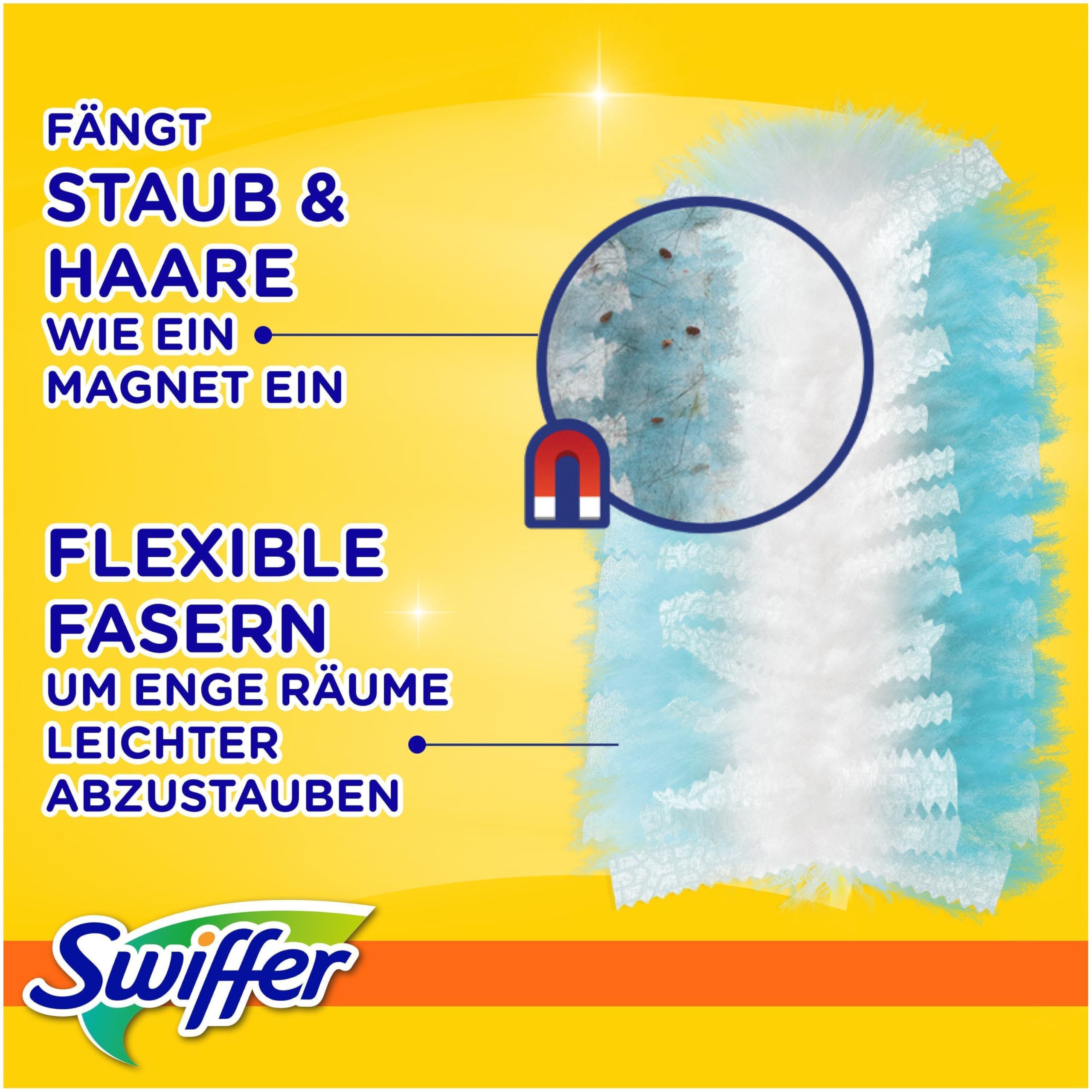 Swiffer Staubmagnet Nachfüllpackung, 25 Tücher (5×5), Fängt Und Schließt 3-mal Mehr Staub Und Haare Ein Als Herkömmliche Staubwedel 4