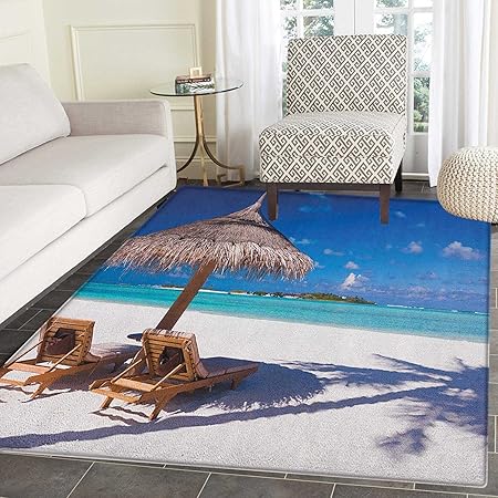 Tapis De Plage Motif Lune De Miel Sur Le Theme De La Plage De La Mer