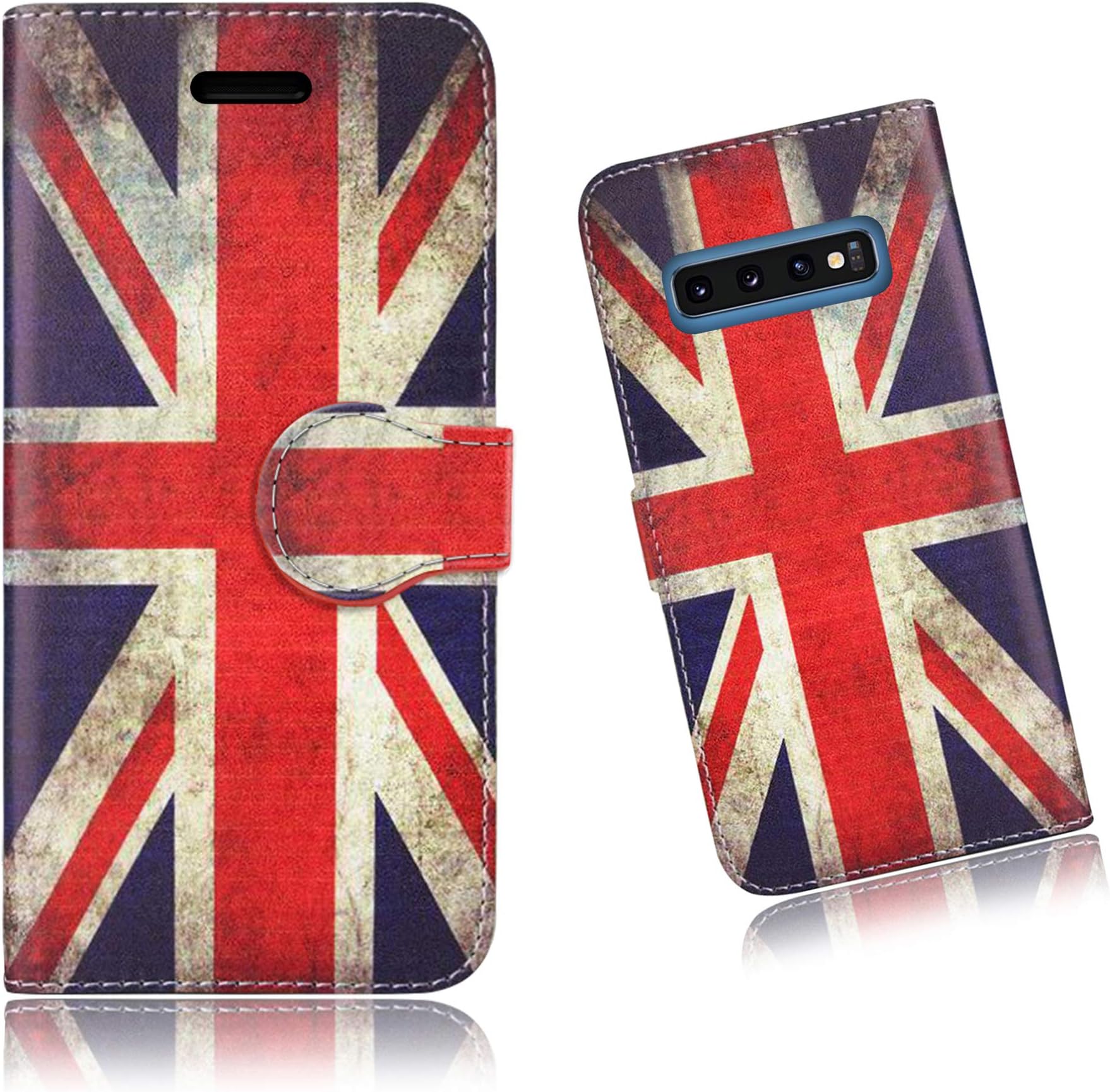 Mobile Gear FOR SAMSUNG GALAXY S10E UNION JACK ST GEORGE UK FLAG GREAT BRITAIN STYLISH PU LEATHER WALLET BOOK CARD CASH DEBIT CREDIT SLOT CASE COVER