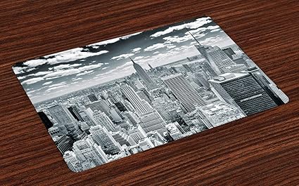 Amazon Com Ambesonne New York Place Mats Set Of 4 Nyc Over