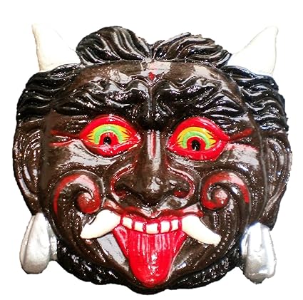 ADA Handicraft Nazar Battu - Wall Hanging Metal Mahakal Face Mask Nazar Battu Evil Eye Protector - Nazar Suraksha Kawach for House Infants, Children, Home, Office etc - 6 inches
