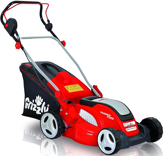 Grizzly Elektro Rasenmäher ERM 1641 GT mit Stahlgehäuse 1600 W Turbo Power Motor 41 cm Schnittbreite Mulchfunktion