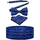 Alizeal Multicolored Silk Solid Cummerbund for Mens Gift Bow Tie Set