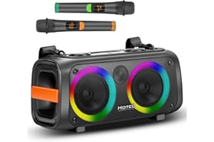Hotec Karaoke Machine for Adults and Kids with Dual Wireless Microphones, Portable Bluetooth Party PA Speaker with Party Ligh