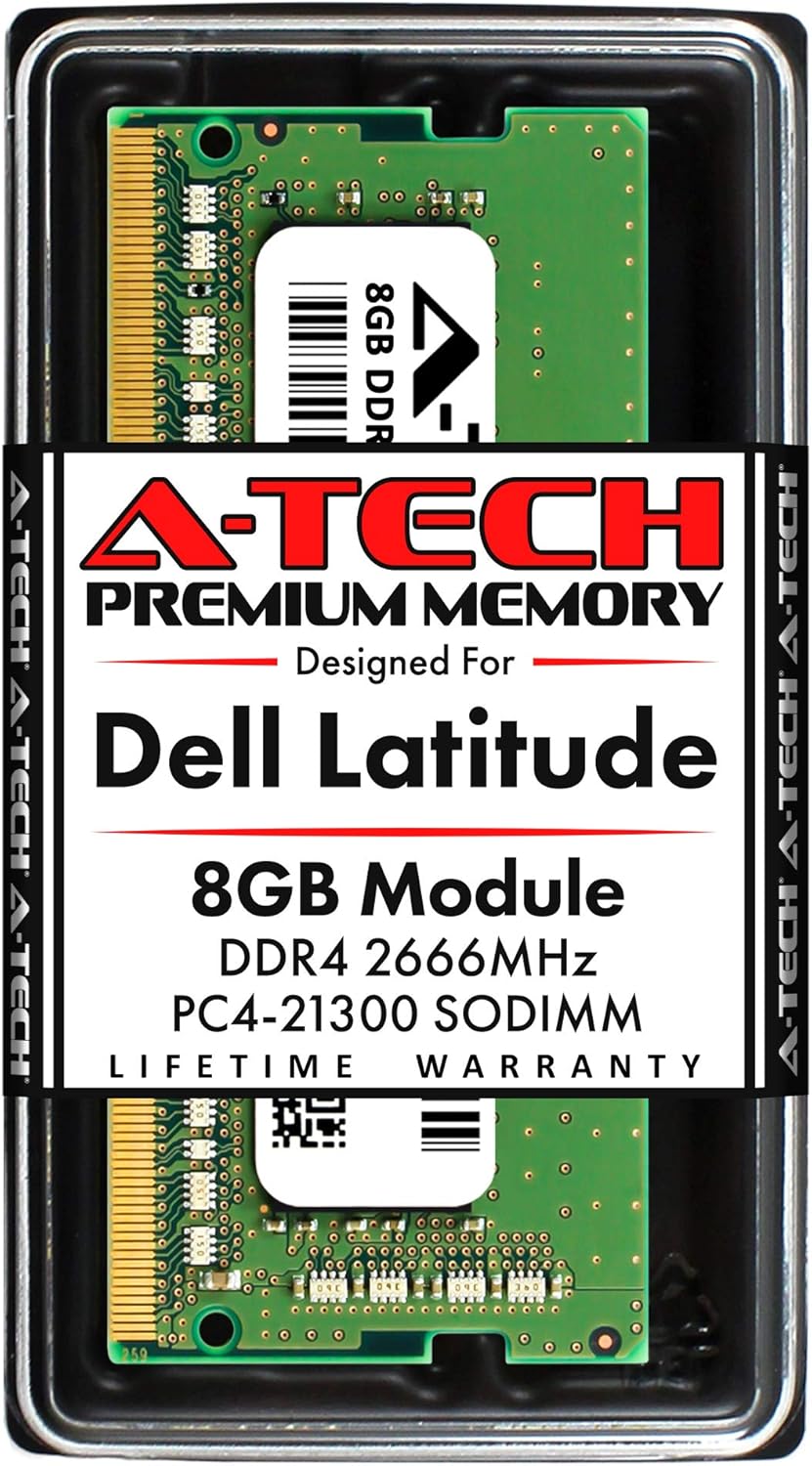 A-Tech 8GB RAM for Dell Latitude 5510, 5410, 5310, 3510, 3410 | DDR4 2666MHz SODIMM PC4-21300 Laptop Memory Upgrade Module