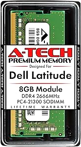 A-Tech 8GB RAM for Dell Latitude 5510, 5410, 5310, 3510, 3410 | DDR4 2666MHz SODIMM PC4-21300 Laptop Memory Upgrade Module