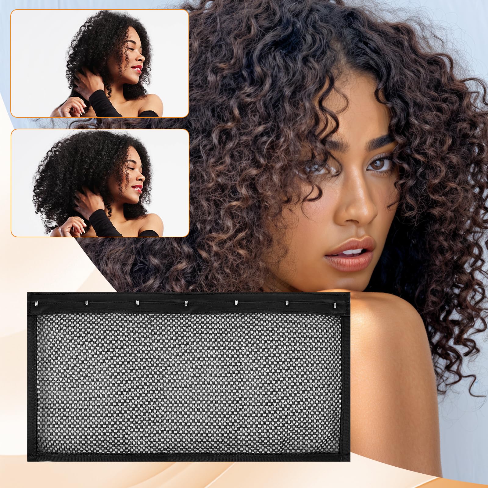 Lock Curly Hair Stretcher and Length Maintainer - Prevent Shrinkage with No-Heat Styling Net for An Elongated Look (13IN*4PCS)