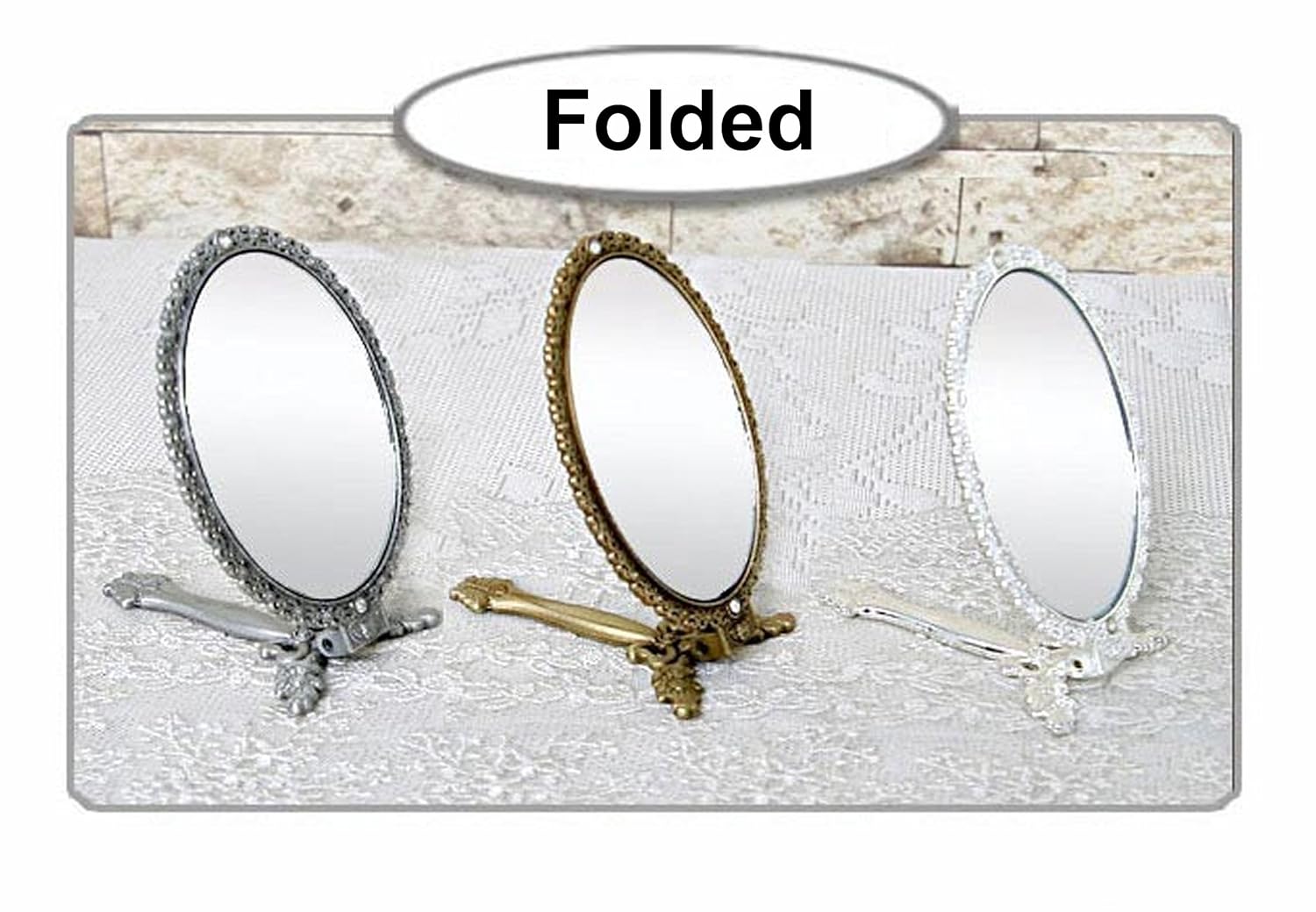 Butterfly Designed Double Sided Magnification Hand Held Makeup Metal