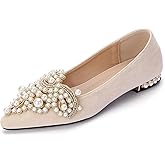 YJJQMYYCPA Flats for Women Bling Rhinestone Pointed Flat Shoes Comfort Slip on Low Heel Wedding Dress Shoes Ballet Flat Shoe