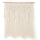 Mkono Macrame Wall Hanging Large Boho Decor Woven Wall Tapestry Chic Art Tassel Christmas Decoration for Backdrop over Bed Be