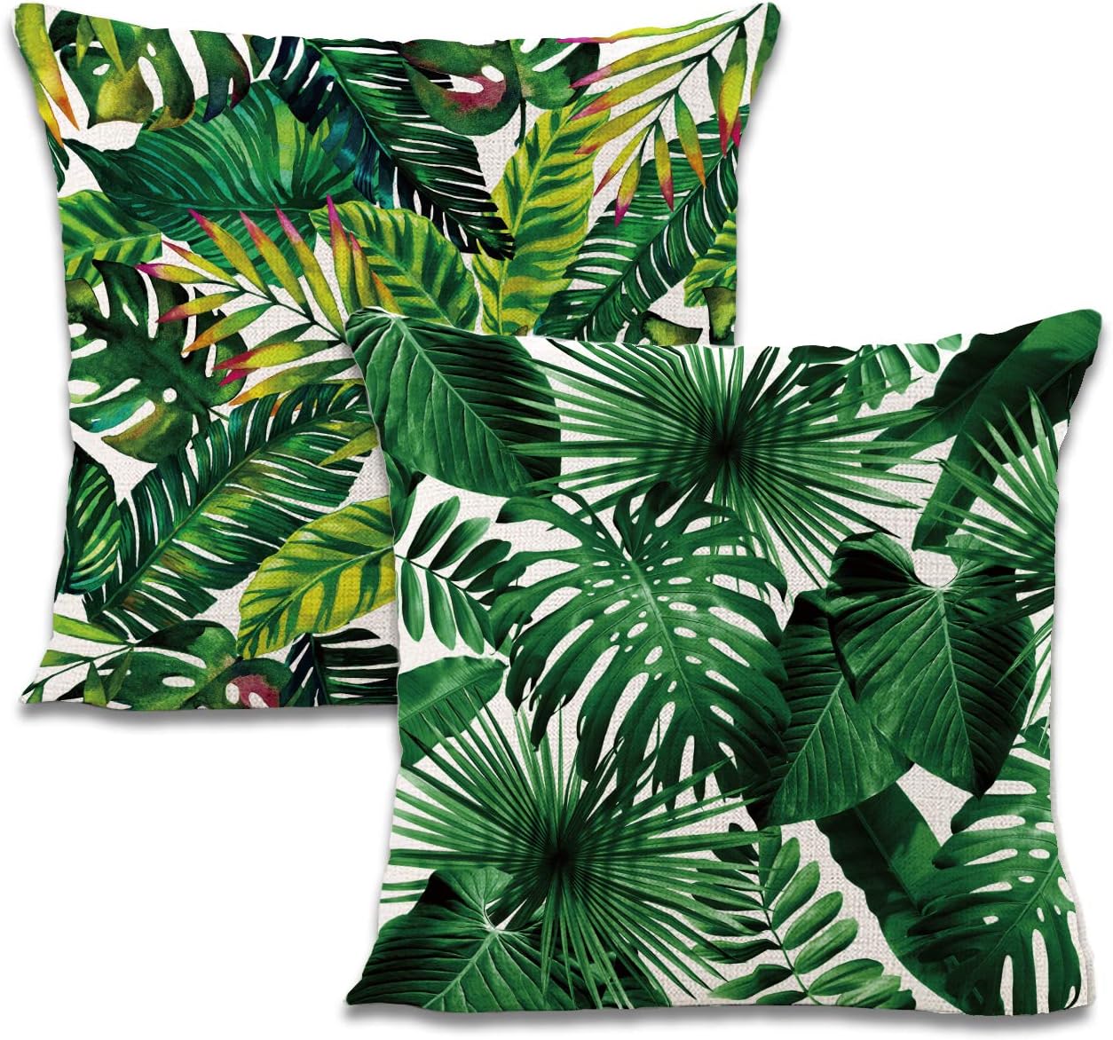 Sinpooo Tropical Leaves Decorative Throw Pillow Covers 18 X 18 Inch Set