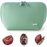KUSSHI Neoprene Makeup Bag - Washable Makeup Bag for Stress Free Travel (Sage/Coral Rose)