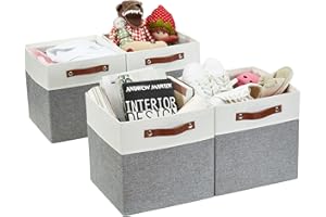 DECOMOMO Fabric Cube Storage Bin - Storage Baskets for Shelves, Kallax (Grey & White, 12 inch Cube) - 4 Pack