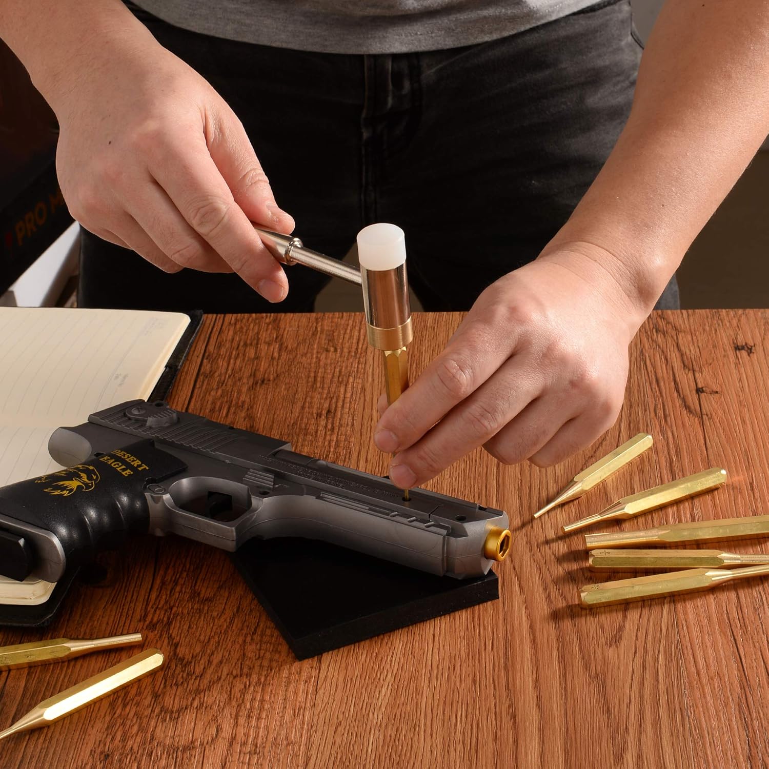 Brass Punch Set, Hammer Bench Block Kit | Gunsmithing, Gun Repair Tools Kit With Steel, Plastic for Armorers, Watch, Jewelry, and Craft - - 