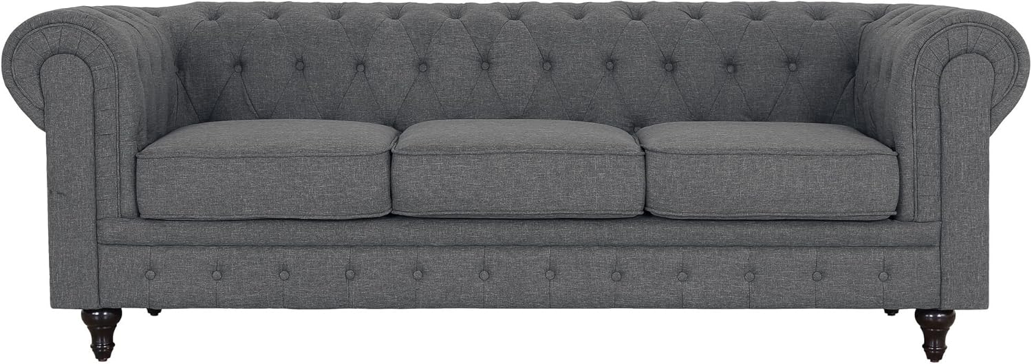 Container Furniture Direct Shonda Fabric Upholstered Button-Tufted Two (2) Piece SECTIONAL Sofa & Left-Facing Chaise, Grey, Dark Grey: Furniture & Decor