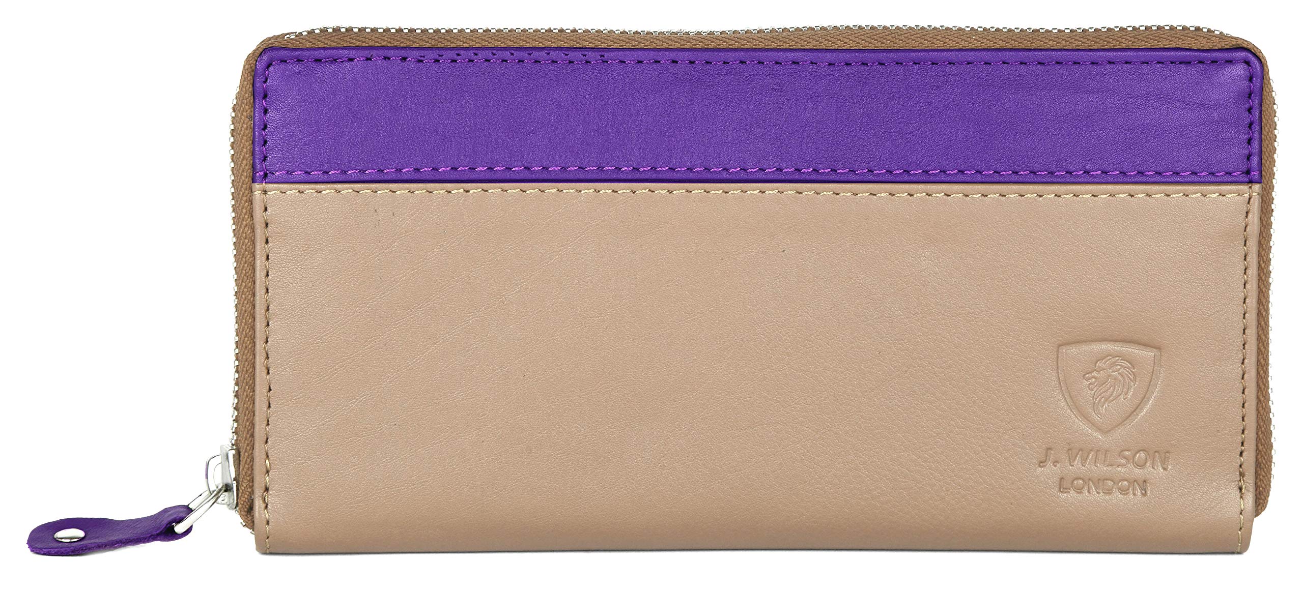 J. Wilson London Ladies RFID Protection Real Leather Purse Card Women Wallet Zip Coin Pocket