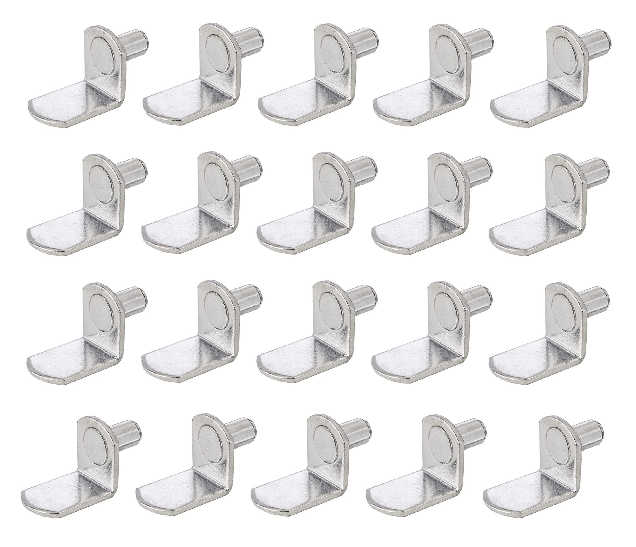 TERF® Traditional Style Nickel Plated L-Shape Bracket Furniture Shelf Support Pegs Push In Pin for Kitchen Cabinet Wardrobe Bookcase Closet and Furniture Shelf Support Use - Pack of 20
