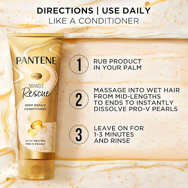 PANTENE MIRACLE RESCUE DEEP CONDITIONER – MELTING PRO-V PEARLS FOR DRY, DAMAGED OR COLOR-TREATED HAIR, SOFTENS AND REPAIRS, 8.0 OZ