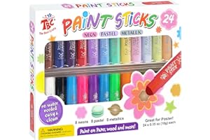TBC The Best Crafts 24 Colors Mixed pack, Washable Paint, Non-toxic, Tempera Paint Sticks for Kids and Students
