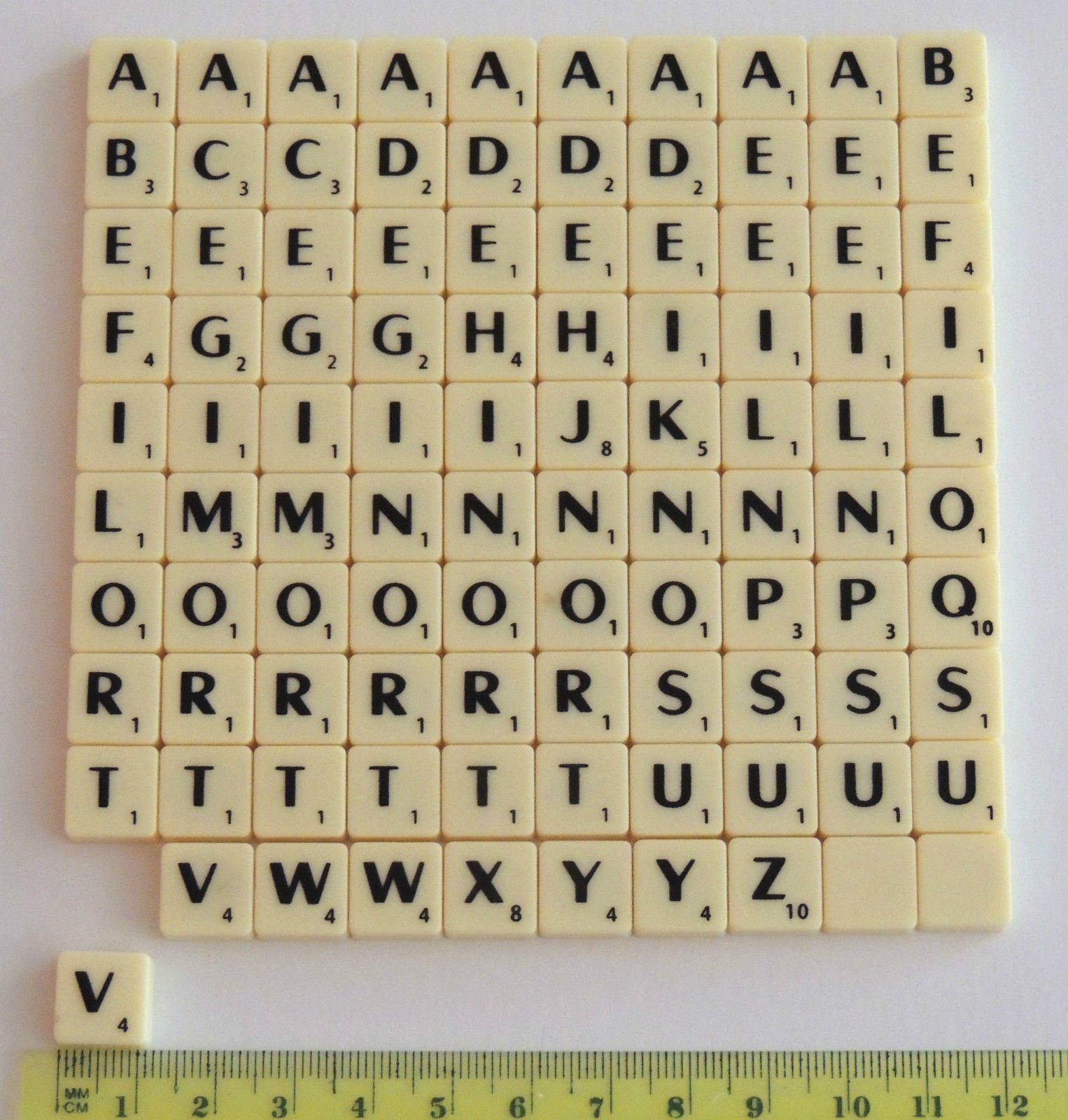 Flyingstart Mini Letter Tiles - Full Set 100 tiles fits some Scrabble games - Black Letters on Ivory Tiles Jewellery and word art
