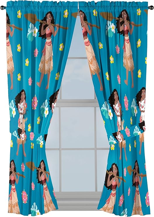 Amazon Com Disney Moana Flower Power Dark 63 Inch Drapes 4 Piece