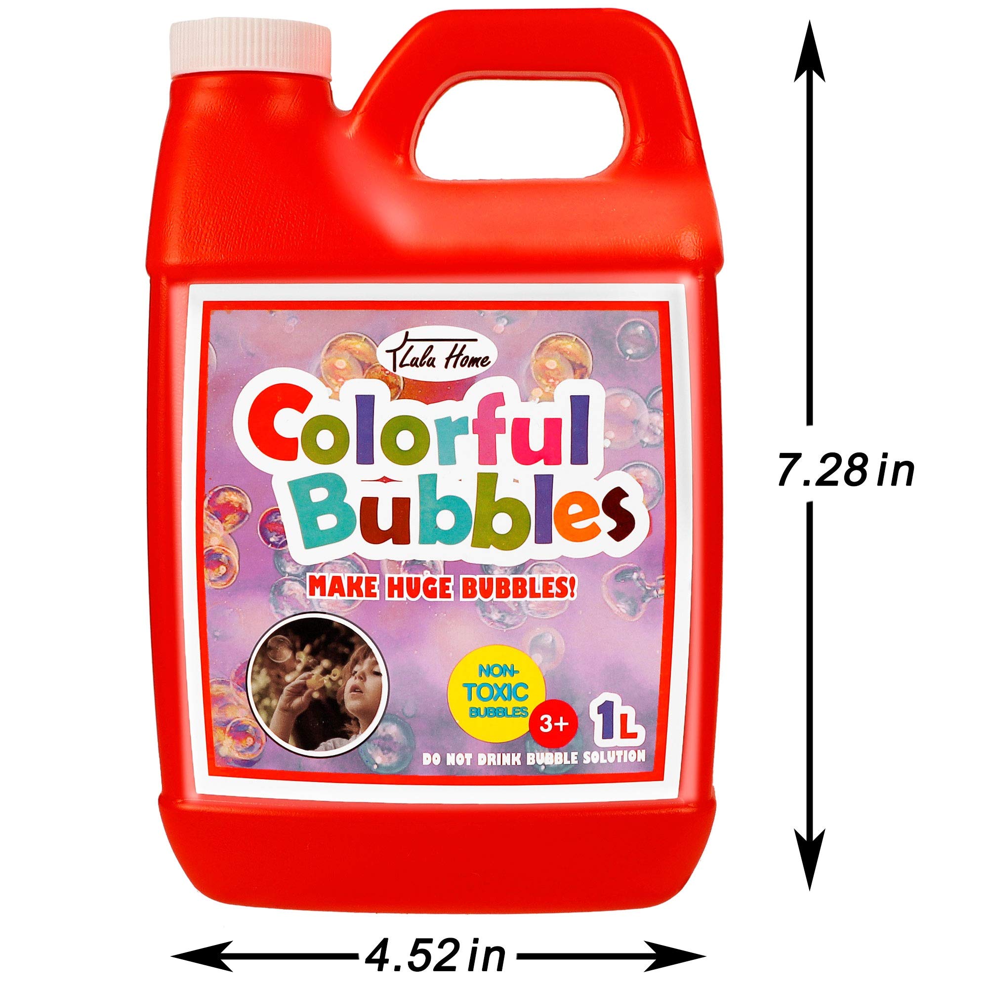 Lulu Home Concentrated Bubble Solution, 1 L/ 33.8 OZ Refill for Bubble Machines, Giant Wands, and Blowers - Up to 2.5 Gallons for Kids' Birthday Parties