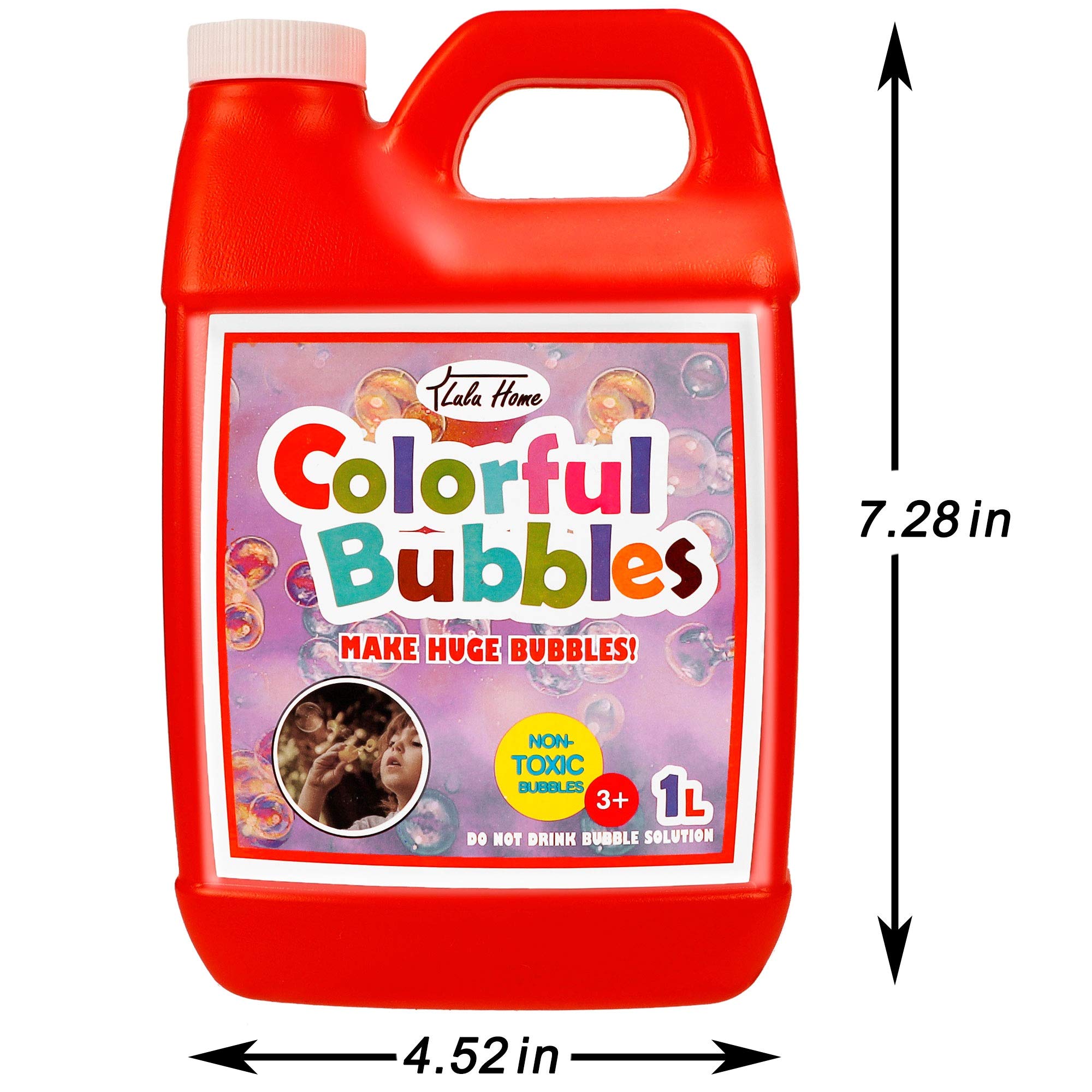 Lulu Home Bubble Concentrated Solution, 1 L/ 33.8 OZ Bubble Refill Solution for Kids Bubble Machine, Giant Bubble Wand, Bubble Blower Toys, Halloween Party Favors (Red)