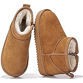 Project Cloud 100% Genuine Leather Girls Boots – Water Resistant & Lightweight Ankle Boots with Memory Foam – Cozy & Fur Non Slip Kids Boots for Girls & Boys, Perfect for Fall