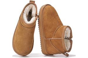 Project Cloud 100% Genuine Leather Girls Boots – Water Resistant & Lightweight Ankle Boots with Memory Foam – Cozy & Fur Non Slip Kids Boots for Girls & Boys, Perfect for Fall