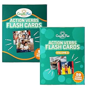 Action Verbs Flash Cards Bundle - 100 Vocabulary Builder Photo Cards - 6 Starter Teaching Activities for Speech Therapy Materials, ESL Teaching Materials, Preschool Prep, Special Education Supplies