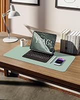 YSAGi Leather Desk Mat Large 60x35 cm Non-Slip Waterproof Light Green view 5