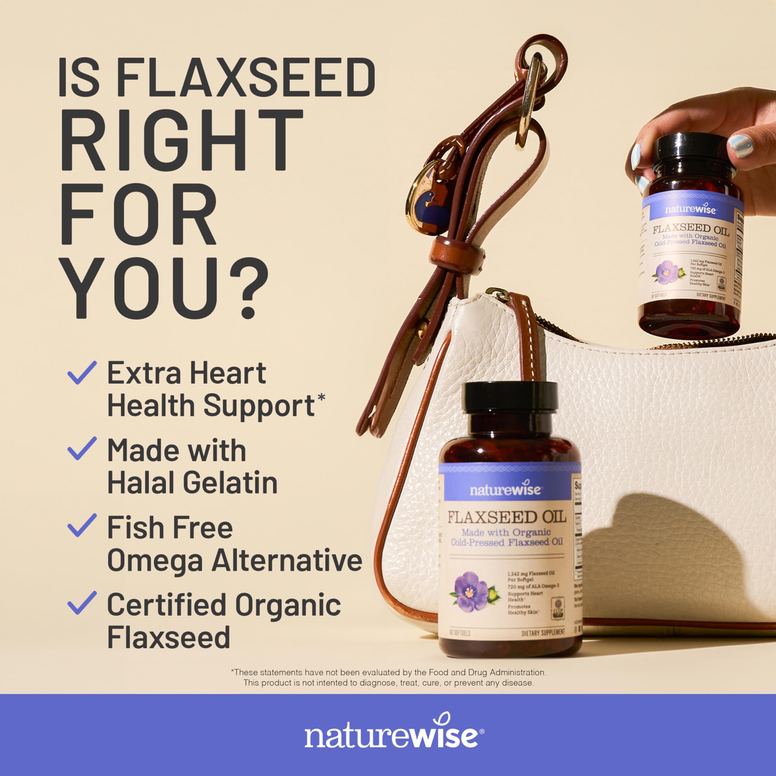 NatureWise Flaxseed Oil 1200 mg, Fish Free Omega 3 6 9 with 720mg ALA, Dietary Supplement for Heart Health Support - Organic, Cold Pressed, Non-GMO - 30 Softgels[1-Month Supply]