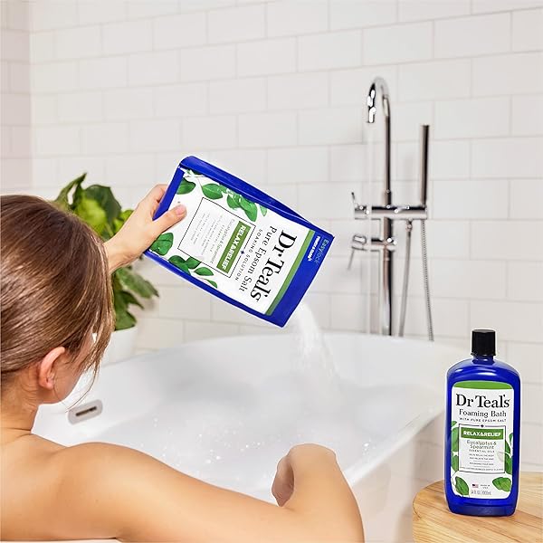 DR TEAL’S EPSOM SALT MAGNESIUM SOAK, RELAX & RELIEF WITH EUCALYPTUS & SPEARMINT ESSENTIAL OILS, 3 LBS