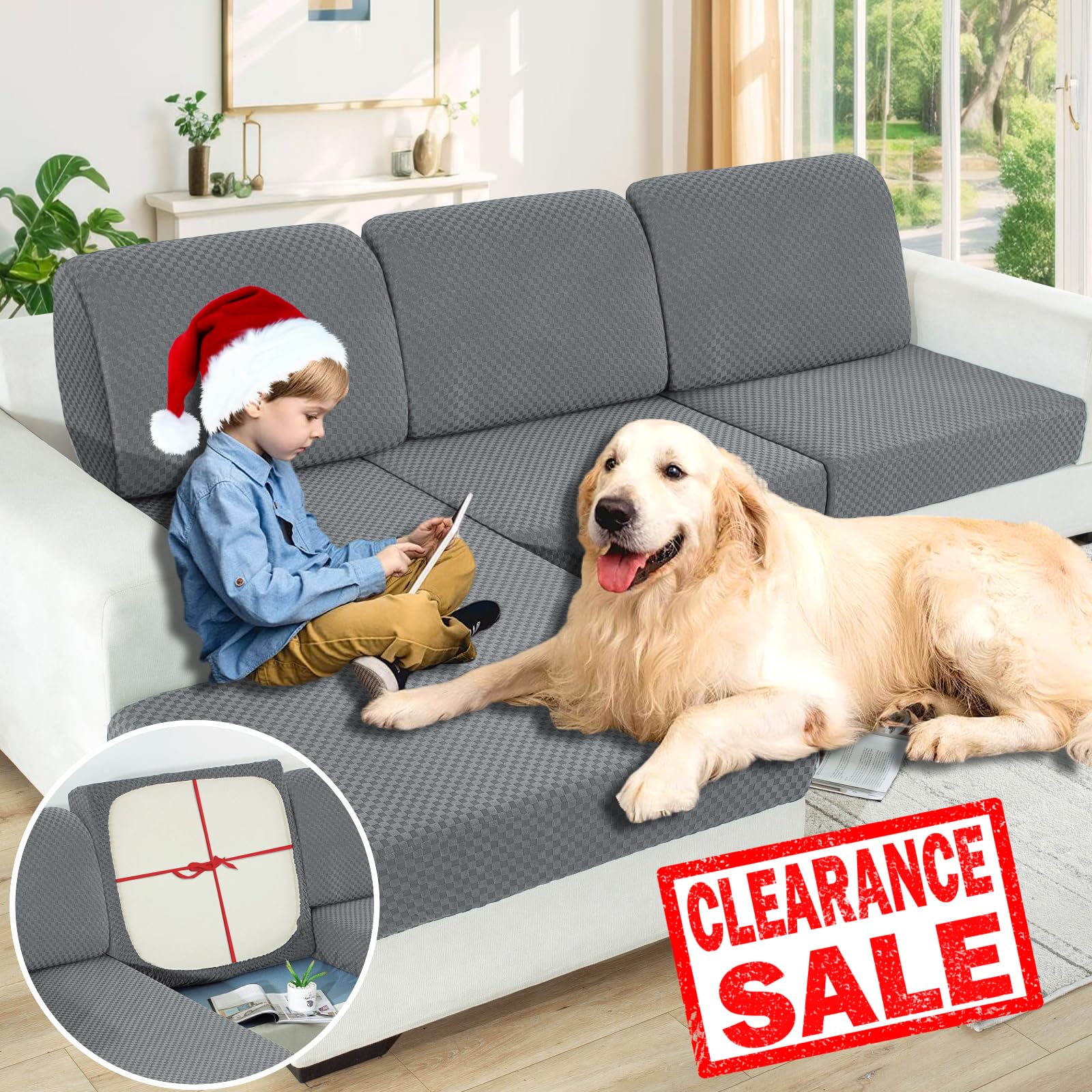 YEMYHOM Sectional Couch Covers for L Shaped Chaise