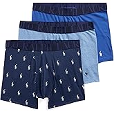 POLO RALPH LAUREN Underwear Boxer Brief, 3-Pack, Stretch Classic Fit, Moisture Wicking Pouch, Regular, Trunk & Long Leg