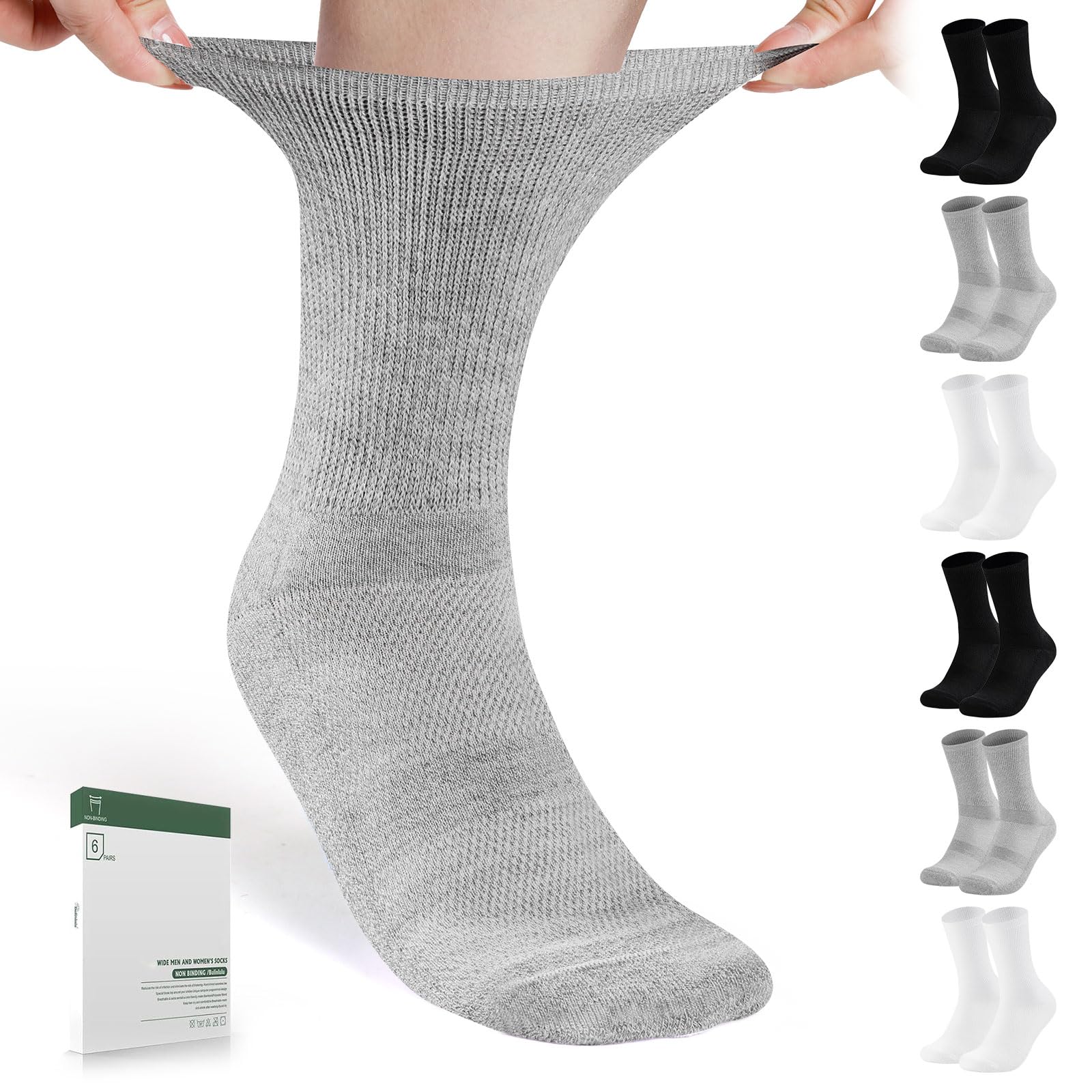 Gold Medal Women's Diabetic Crew Socks - 6 Pairs, Soft Cotton Blend, Non-Binding, Assorted Colors, USA Made