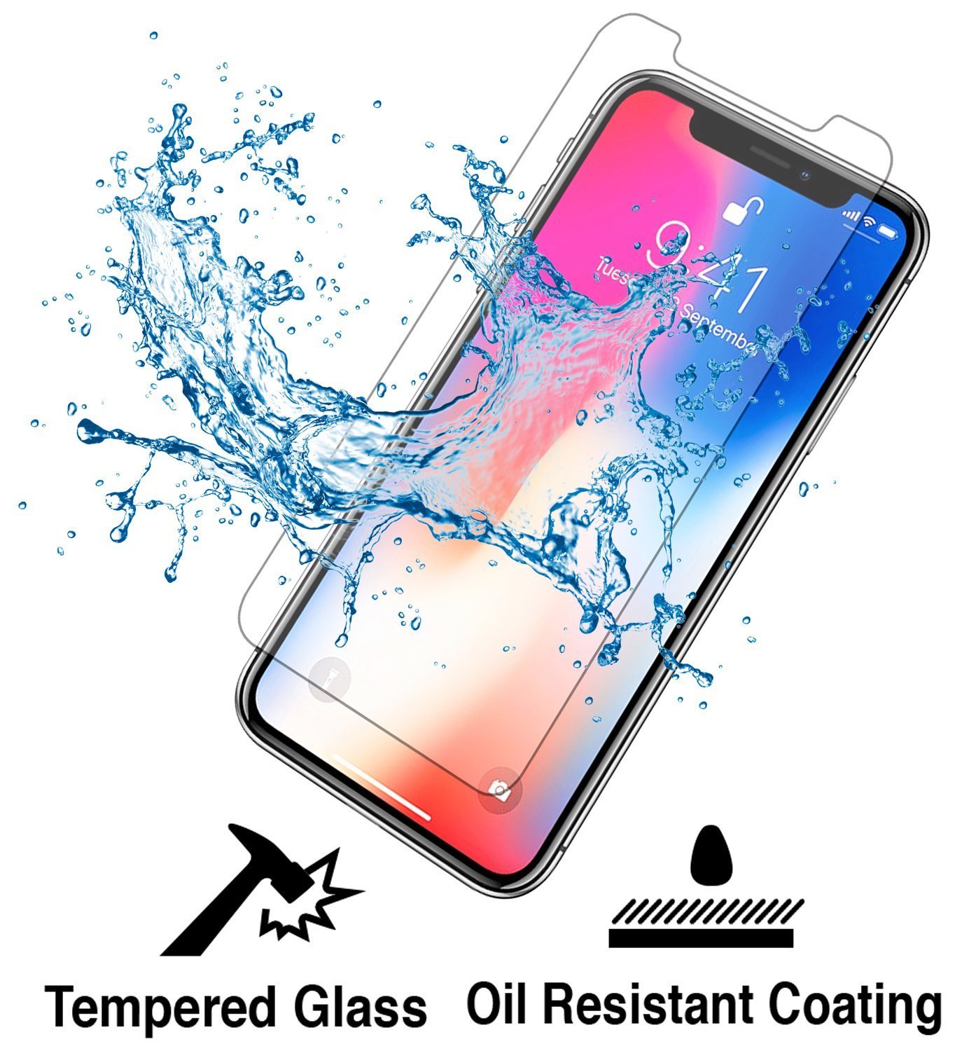 iPhone X Screen Protector, SAMAR iPhone X Tempered Glass, (3 in Pack) 3D Glass Display Case Friendly with (Alignment frame) Screen Protector for Apple iPhone X / 10 (2 Front, 1 Back)