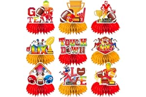 XHCYGWY Super Football Party Decorations 2025 Honeycomb Centerpiece 9Pcs Double Sided Football Table Decorations 3D Game Time Table Centerpiece for Sport Birthday Themed Party Supplies
