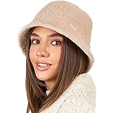niceacsrise White Fuzzy Bucket Hat for Women - Winter Faux Fur Bucket Hat - Fluffy Sherpa Bucket Hats for Women