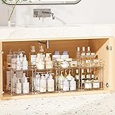 Vtopmart 4 Pack 2 Tier Bathroom Under Sink Home Organizers and Storage, Clear Kitchen Pantry Organization, Pull Out Medicine 