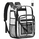 Flowston Clear Backpack with TSA Lock, 18&rdquo; Extra Large Clear Bookbag | Heavy Duty PVC Transparent Backpack, Reinforced Straps, Fully Open Design, Fit 15.6'' Laptop, for School Work Travel Security