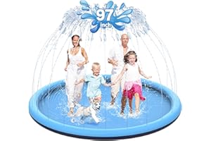 CACSPS 97" Non-Slip Splash Pad for Kids and Dog, Thicken Sprinkler Pool Summer Outdoor Water Toys, Extra Large Backyard Wading Pool for Children Boys & Girls or Pet Dog (Blue)