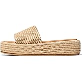 Erocalli Platform Sandals Women Cute Wedge Espadrilles Slip on Summer Beach Raffia Vacation Sandal Comfortable Open Toe Dressy Shoes