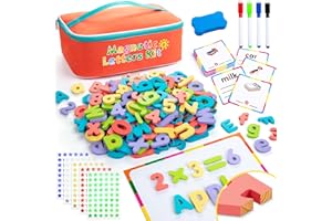 EFO SHM Classroom Magnetic Letters, 278 Pcs Wooden Alphabet Magnets with Double Sided Magnet Board Word Cards, Magnetic Letters and Numbers for Kids Spelling, ABC Fridge Magnets Education Toys