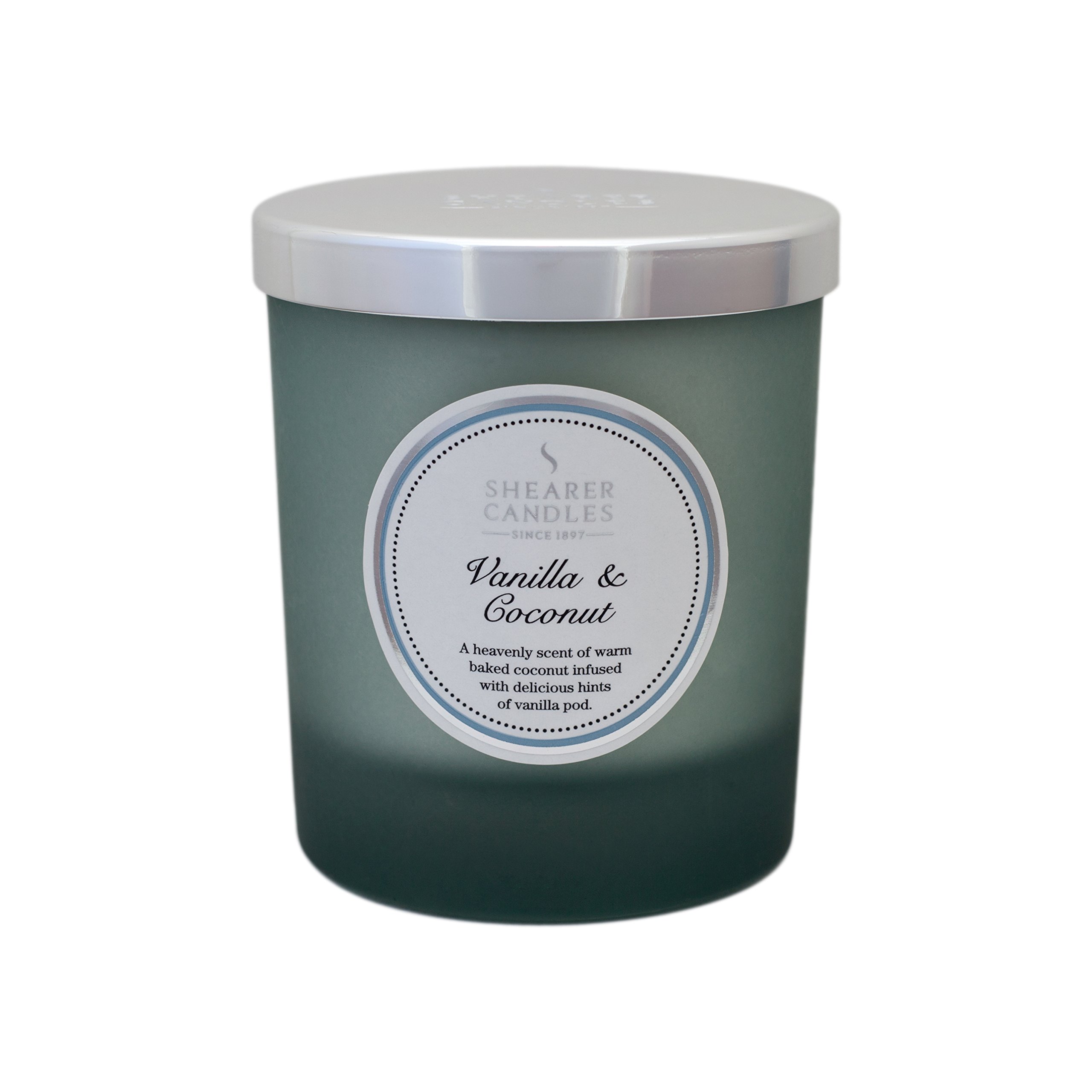 Shearer Candles Vanilla and Coconut Scented Jar Candle with Silver Lid - Grey